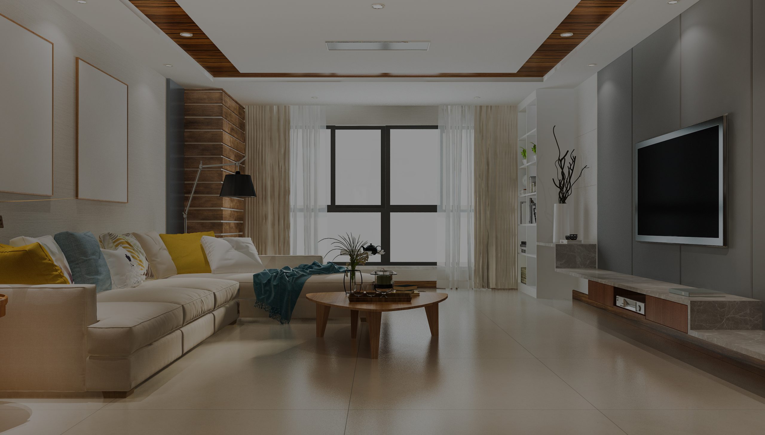 3d rendering loft luxury living room with bookshelf near bookshelf